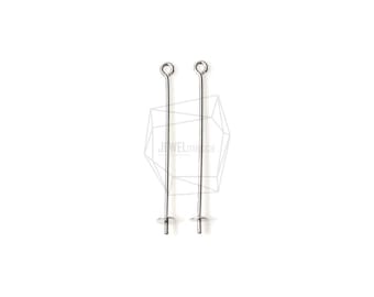 PDT-1055-MR/2PCS/Vertical Wire Pendant/5mm x 41mm/Matte Rhodium Plated over Brass/Jewelry Making