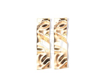 PDT-1524-MG/2PCS/Wavy Rectangular Bar Pendant/15mm X 65mm/Matte Gold Plated Over Brass/Jewelry Making