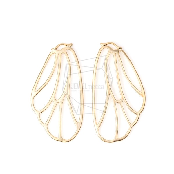 PDT-819-MG/2PCS/Cutout Dragonfly Wing Pendant/21mm x 40mm/Matte Gold Plated Over Brass/Jewelry Making