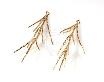 PDT-200-MG/5Pcs-branch Pendant/ 18mm x 35mm /Matte Gold Plated over brass/Jewelry Making