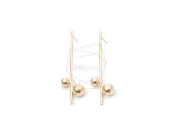 ERG-989-MG/2PCS/Stick Bar Round Post Earrings/14mm X 47mm/Matte Gold Plated Over Brass,Stainless Post/Jewelry Making