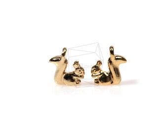 PDT-893-G/2Pcs-squirrel Charm Pendant /Jewelry Making/ 7mm x 7mm /Gold Plated over Brass/Jewelry Making