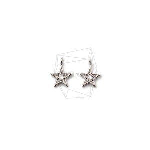 PDT-2382-R/2Pcs-CZ Mini Star Pendant / 7mm x 9mm /Rhodium  Plated over brass/Jewelry Making