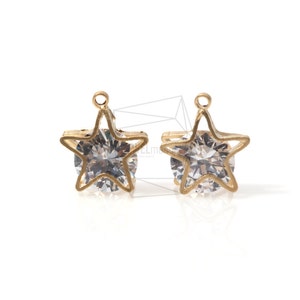 PDT-860-MG/4cs-Cubic in 3D star pendant/ 12mm x 12mm /Matte Gold Plated over brass/Jewelry Making