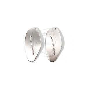 PDT-1498-MR/2PCS/Curved Geometric Pendant/15mm X 30mm/Matte Rhodium Plated Over Brass/Jewelry Making