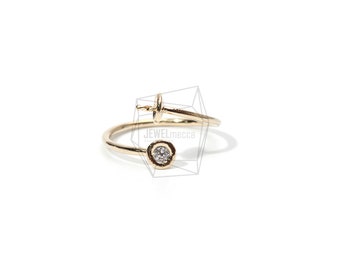RNG-013-G/1PCS/Cubic Zirconium setting Ring Base/Adjustable Ring/Gold Plated Over Brass/Jewelry Making