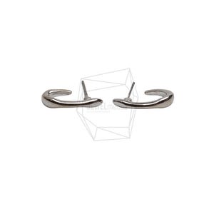 May include: A pair of silver-coloured, curved stud earrings. Each earring has a smooth, polished finish and a post for insertion into the ear. The earrings are set against a white background.