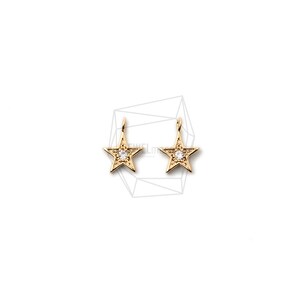 PDT-2382-G/2Pcs-CZ Mini Star Pendant / 7mm x 9mm /Gold  Plated over brass/Jewelry Making