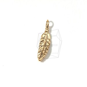 PDT-069-MG/5Pcs-Feather Pendant-Gold Plated over brass/Jewelry Making