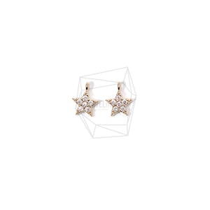 PDT-1758-G/2PCS/CZ Star Pendant/6mm X 8mm/Gold Plated Over Brass,Cubic zirconia/Jewelry Making
