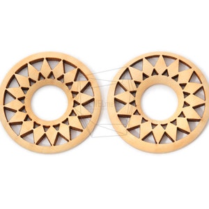 BSC-651-G / 4pcs / Sun Cuentas de madera / 35mm x 35mm / cuentas de sol de madera / Fabricación de joyas