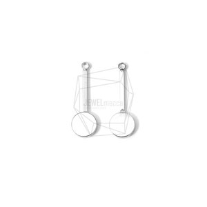 May include: Two silver earring blanks with round discs at the bottom and a straight bar extending from the top. The blanks are isolated on a white background.