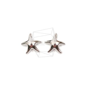 PDT-2596-R/2PCS/Cubic Stars Pendant/14.5mm X 14.6mm/Rhodium Plated Over Brass/Jewelry Making