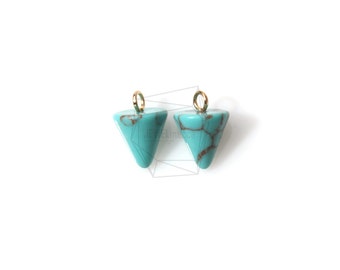 STO-041-G/2Pcs-stone Cone Pendant/ 9mmx12mm /Gold Plated over brass/Jewelry Making