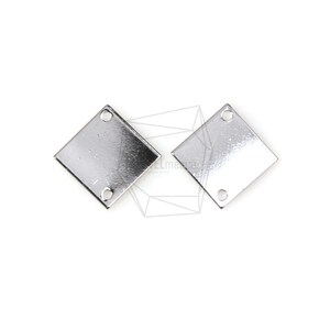 PDT-1101-R/4PCS/Diamond Pendant/10mm x 10mm/Rhodium Plated over Brass/Jewelry Making