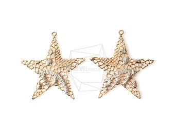 PDT-952-MG/2Pcs-Lace Star Connector/ 35mmx38mm /Matte Gold  Plated over brass/Jewelry Making