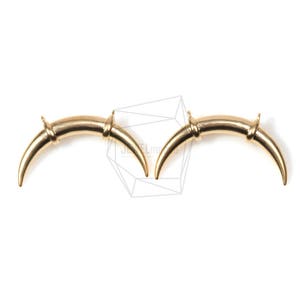 CNT-136-MG/2PCS/Crescent Shape Horn Charm/32mm x 15mm/Matte Gold Plated over Brass/Jewelry Making