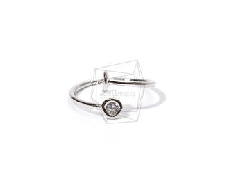 RNG-013-R/1PCS/Cubic Zirconium setting Ring Base/Adjustable Ring/Rhodium  Plated Over Brass/Jewelry Making