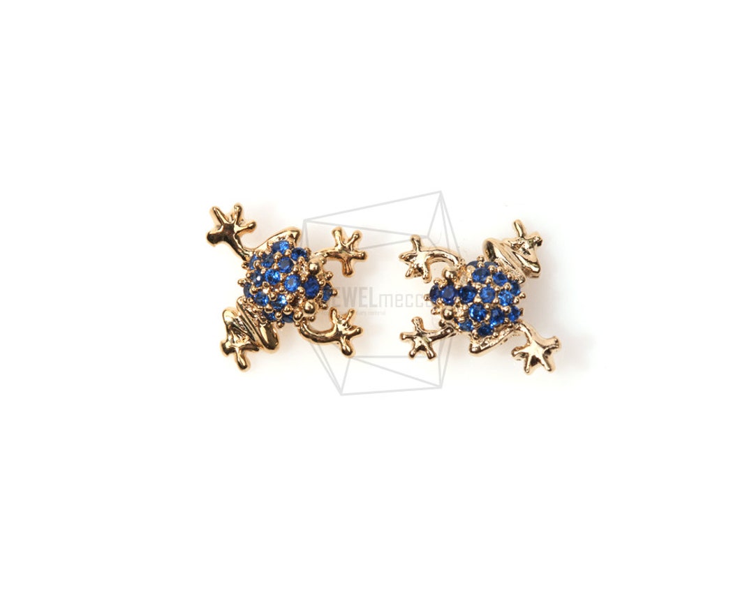 PDT-1418-MG / 2PCS / Piccolo Triangolo Con Un CZ / 5mm X 5mm / Oro - Foto 3