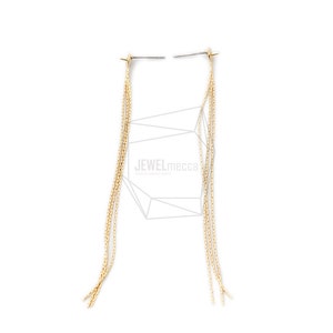 ERG-1218-G/2PCS/Chain tassel Post Earring/3mm X 83mm/Gold Plated over Brass,Stainless Post/Jewelry Making