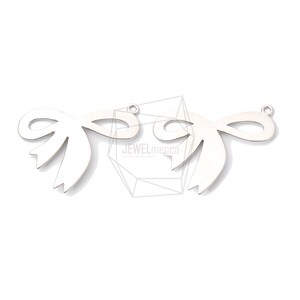 PDT-1954-MR/2PCS/Ribbon Pendant/26mm X 20mm/Matte Rhodium Plated Over Brass/Jewelry Making