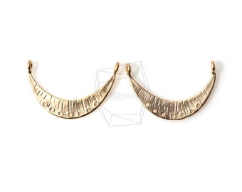 CNT-127-MG/2PCS/Textured Crescent Charm/28mm x 15mm/Matte Gold Plated Over Brass/Jewelry Making