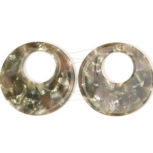 BSC-570-G/2Pcs-celluloid Round pendant/ 35mm x 35mm/celluloid Oval beads/Jewelry Making