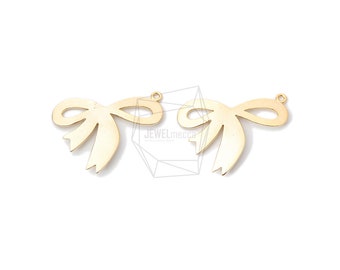 PDT-1954-MG/2PCS/Ribbon Pendant/26mm X 20mm/Matte Gold Plated Over Brass/Jewelry Making