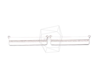 PDT-1874-MR/2PCS/Cubic Zirconia Stick Bar Pendant/35mm X 9mm/Matte Rhodium Plated Over Brass/Jewelry Making
