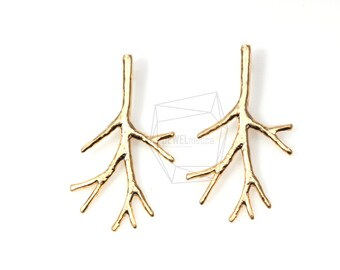 PDT-080-MG/5Pcs-Winter Tree Branch Pendant-Matte Gold Plated over brass/Jewelry Making