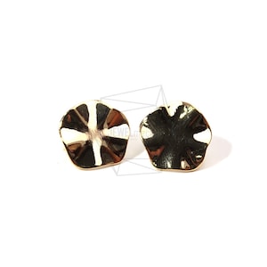 ERG-768-G/2PCS/Pentagon Shape Post Earring/17mm X 15mm/Gold Plated Over Brass , Titanium Post/Jewelry Making