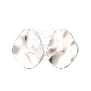PDT-1585-MR/2 ST/Vågig geometrisk pnedant/23 mm X 30 mm/Matt rodiumpläterad över mässing/Smyckestillverkning