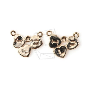 PDT-620-G/4 unidades/pequeno coração com pingente de letra I.L.U/17 mm x 12 mm/banhado a ouro sobre latão/fabricação de joias