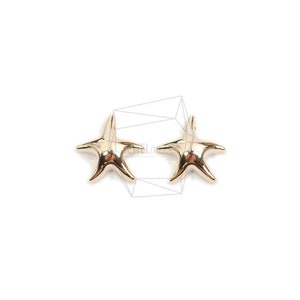 PDT-2596-G/2PCS/Cubic Stars Pendant/14.5mm X 14.6mm/Gold Plated Over Brass/Jewelry Making