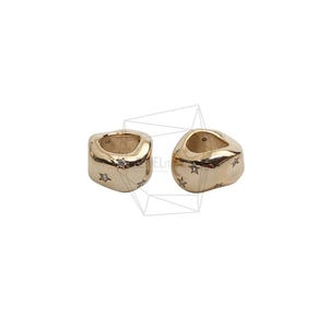 PDT-2811-G/2PCS/Cubic Star Round Charm/11.8mm X 12.5mm/Gold Plated Over Brass/Jewelry Making