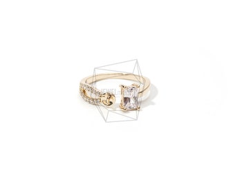 RNG-012-G/1PCS/Cubic Zirconium setting Ring Base/Adjustable Ring/Gold Plated Over Brass/Jewelry Making