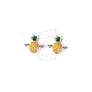 CNT-143-R/2PCS/Pineapple Charm/8mm x 7mm/Rhodium Plated over Epoxy/Jewelry Making