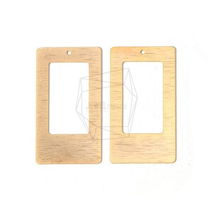 PDT-1612-MG/2 ST/Långt fyrkantigt hänge med borstad textur/22 mm x 40 mm/Matt guldpläterad mässing/Smyckestillverkning