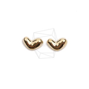 PDT-2684-G / 2PCS / Kleiner Herz Anhänger / 8,9 mm X 14,4 mm / Vergoldet über Messing