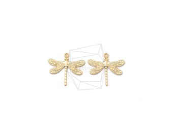 PDT-2428-MG/2PCS/Dragonfly Pendant/15mm x 17mm/Matte Gold Plated Over Brass/Jewelry Making