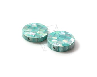 PEA-018-G/2STK/ Perlmutt Mosaik rund/20mm/Perlmuttperlen/Schmuckherstellung