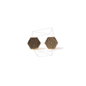 ERG-382-MG/2PCS/Textured Pentagon Earring/5mm x 5mm/Matte Gold Plated over Brass/Jewelry Making