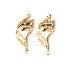 PDT-1140-MG/2PCS/Bell Flower Pendant/28mm x 40mm/Matte Gold Plated over Pewter/Jewelry Making