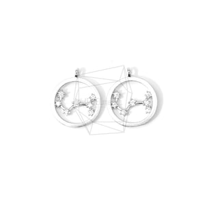 PDT-1375-MR/2 piezas/Colgante de escorpión/10 mm x 10 mm/Chapado en rodio mate sobre latón, circonita cúbica/Fabricación de joyas