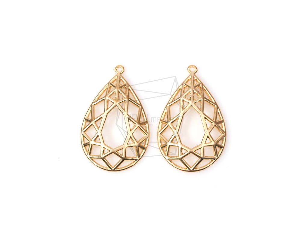 Pdt-1237-mg/2pcs/tear Drop Pendant/20mm X 30mm/matte Gold