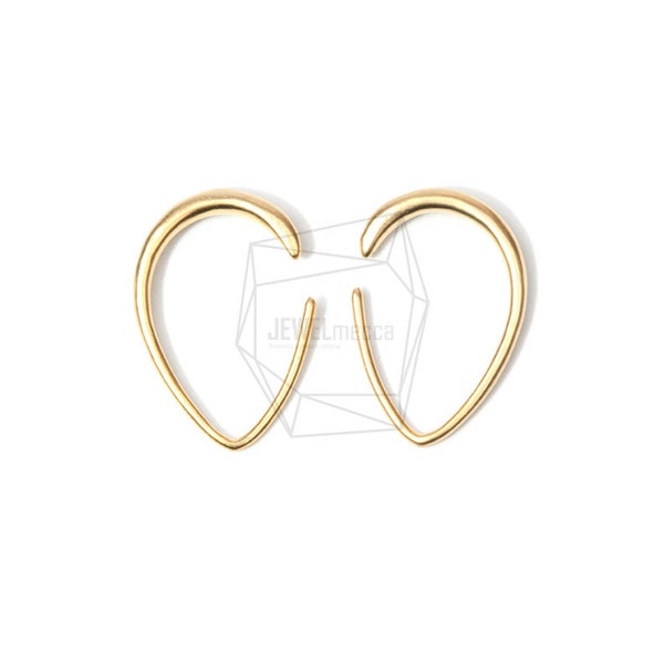 ERG-650-MG/2PCS/Teardrop Wire Earring/15mm X 20mm/Matte Gold Plated Over Brass/Jewelry Making