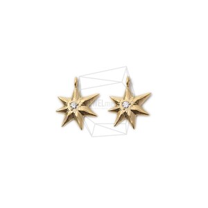 PDT-2180-MG/2PCS/Cubic Star Pendant/11mm X 13mm/Matte Gold Plated Over Brass/Jewelry Making