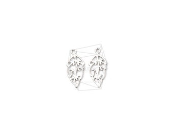 PDT-2195-MR/4Pcs-mini leaves Pendant / 7mm x 15mm /Matte Rhodium  Plated Over Brass/Jewelry Making