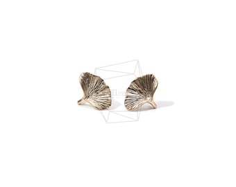 ERG-911-MG/2PCS/Mushroom Post Earrings/13mm X 10mm/Matte Gold Plated Over Brass/Silver Post/Jewelry Making