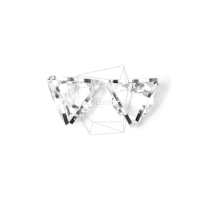 PDT-1450-R/2PCS/Unique Wrapped Cubic Zirconia Pendant/10mm X 10mm/Rhodium Plated Over Brass/Jewelry Making